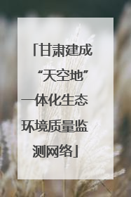 甘肃建成“天空地”一体化生态环境质量监测网络