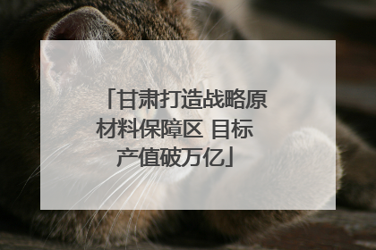 甘肃打造战略原材料保障区 目标产值破万亿