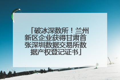 破冰深数所！兰州新区企业获得甘肃首张深圳数据交易所数据产权登记证书