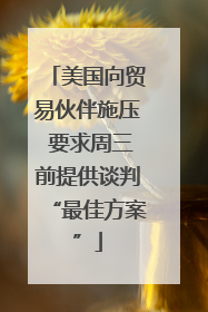 美国向贸易伙伴施压 要求周三前提供谈判“最佳方案”