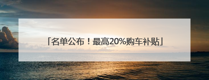 名单公布！最高20%购车补贴