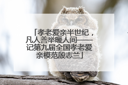 孝老爱亲半世纪，凡人善举暖人间——记第九届全国孝老爱亲模范殷志兰