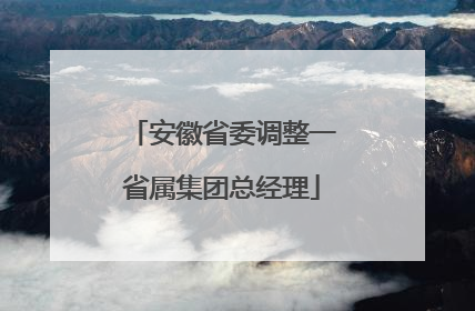 安徽省委调整一省属集团总经理