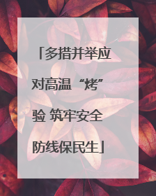 多措并举应对高温“烤”验 筑牢安全防线保民生