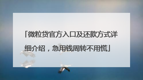 微粒贷官方入口及还款方式详细介绍，急用钱周转不用慌