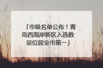 市级名单公布！青岛西海岸新区入选数量位居全市第一