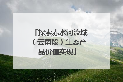 探索赤水河流域（云南段）生态产品价值实现