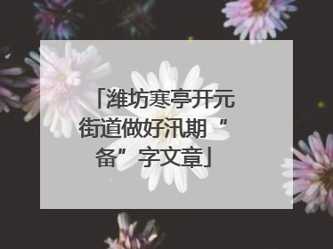潍坊寒亭开元街道做好汛期“备”字文章