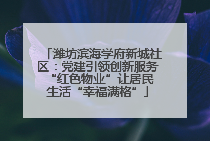 潍坊滨海学府新城社区：党建引领创新服务 “红色物业”让居民生活“幸福满格”