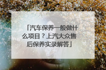 汽车保养一般做什么项目？上汽大众售后保养实录解答