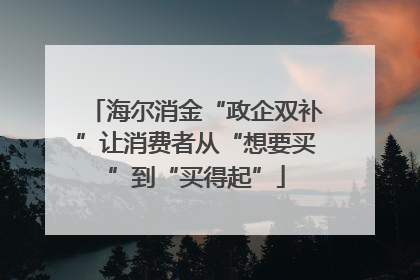 海尔消金“政企双补”让消费者从“想要买”到“买得起”