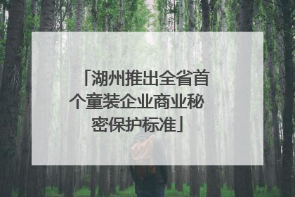 湖州推出全省首个童装企业商业秘密保护标准