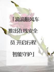 滴滴顺风车推出在线安全员 开启行程智能守护
