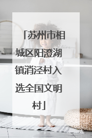 苏州市相城区阳澄湖镇消泾村入选全国文明村
