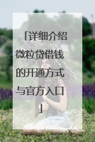 详细介绍微粒贷借钱的开通方式与官方入口