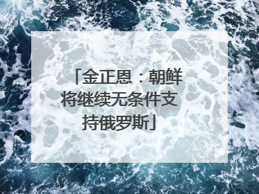 金正恩：朝鲜将继续无条件支持俄罗斯