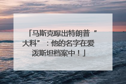 马斯克曝出特朗普“大料”：他的名字在爱泼斯坦档案中！