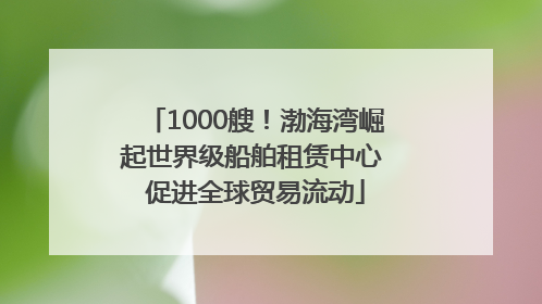 1000艘！渤海湾崛起世界级船舶租赁中心 促进全球贸易流动