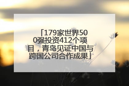 179家世界500强投资412个项目，青岛见证中国与跨国公司合作成果