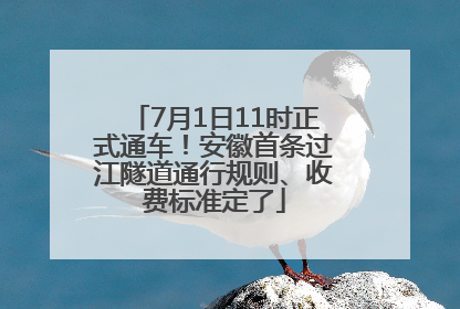 7月1日11时正式通车！安徽首条过江隧道通行规则、收费标准定了